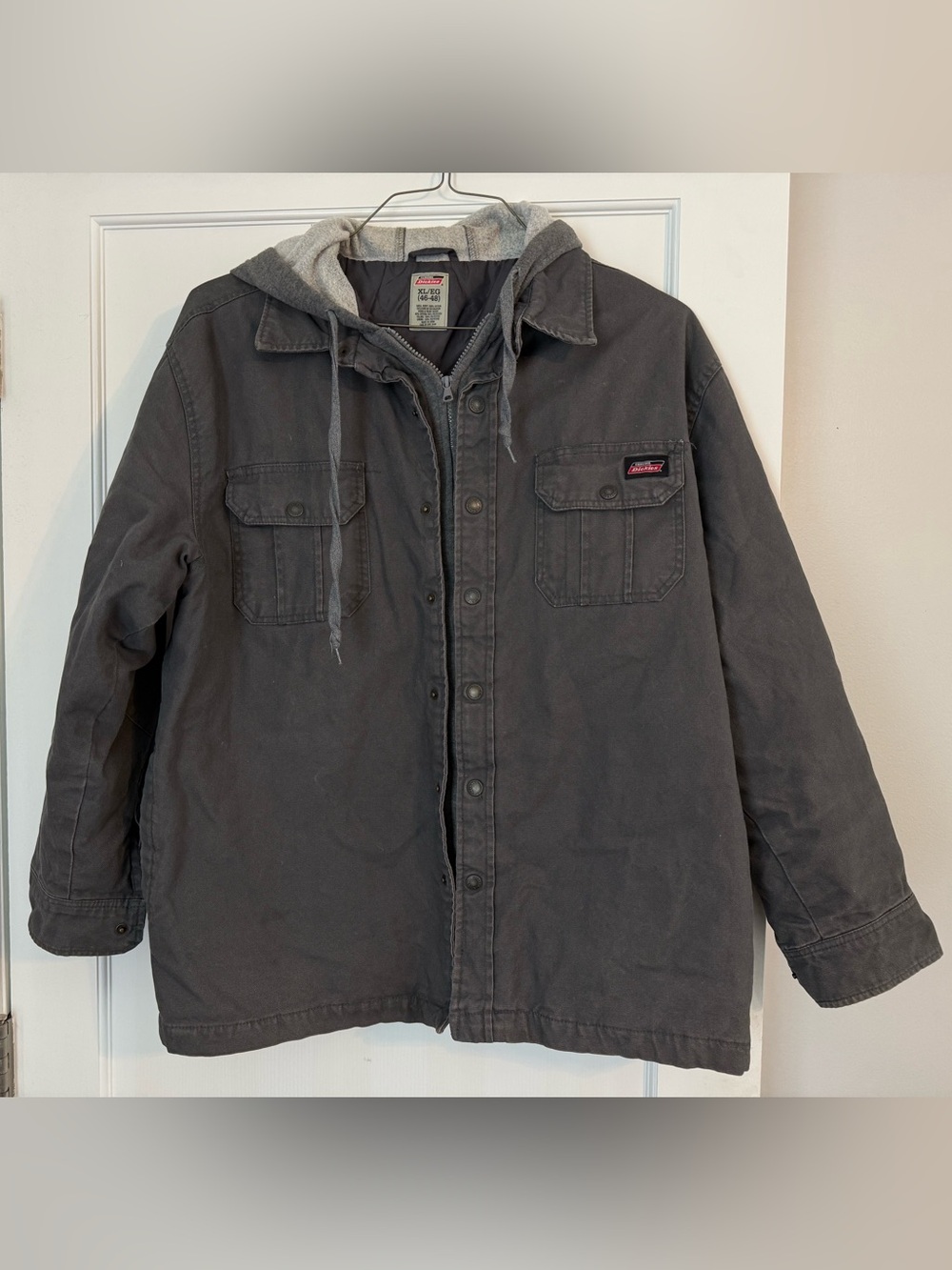 Dickies Coat Mens XL Gray Canvas Hooded Full Zip Insulated Parka